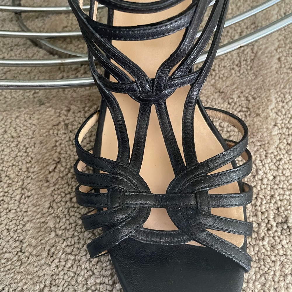 Cole Haan Black Strappy Stiletto Heels with Buckle Size 9B - Picture 9 of 14